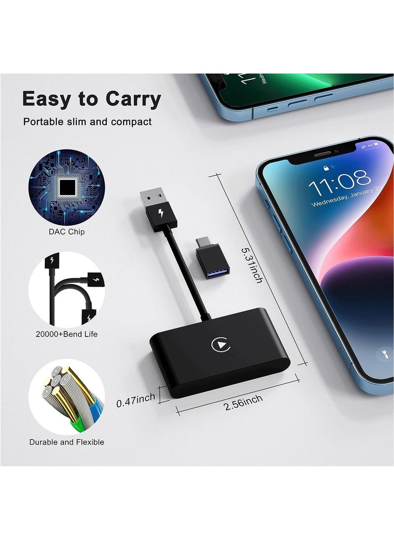 Generic - Wireless Carplay Adapter for iPhone, Dongle Adapter Converts Wired Carplay to Wireless, 5GHz WiFi Bluetooth 5.0, Compatible with 2015+ Cars. (Supports iOS 10-16) - Image 1