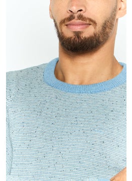 Michael Kors Men Crew Neck Long Sleeve Textured Sweatshirt, Light Dusty Blue  - Image 3