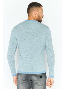 Michael Kors Men Crew Neck Long Sleeve Textured Sweatshirt, Light Dusty Blue  - Image 4