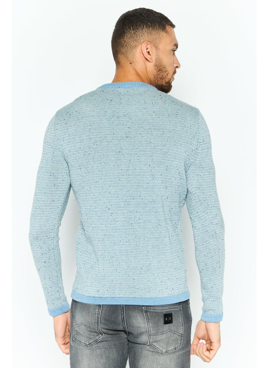 Michael Kors Men Crew Neck Long Sleeve Textured Sweatshirt, Light Dusty Blue  - Image 4