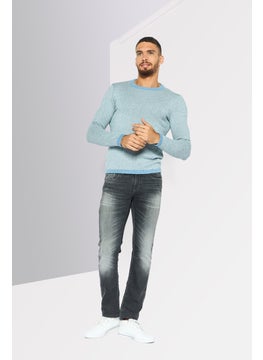 Michael Kors Men Crew Neck Long Sleeve Textured Sweatshirt, Light Dusty Blue  - Image 2
