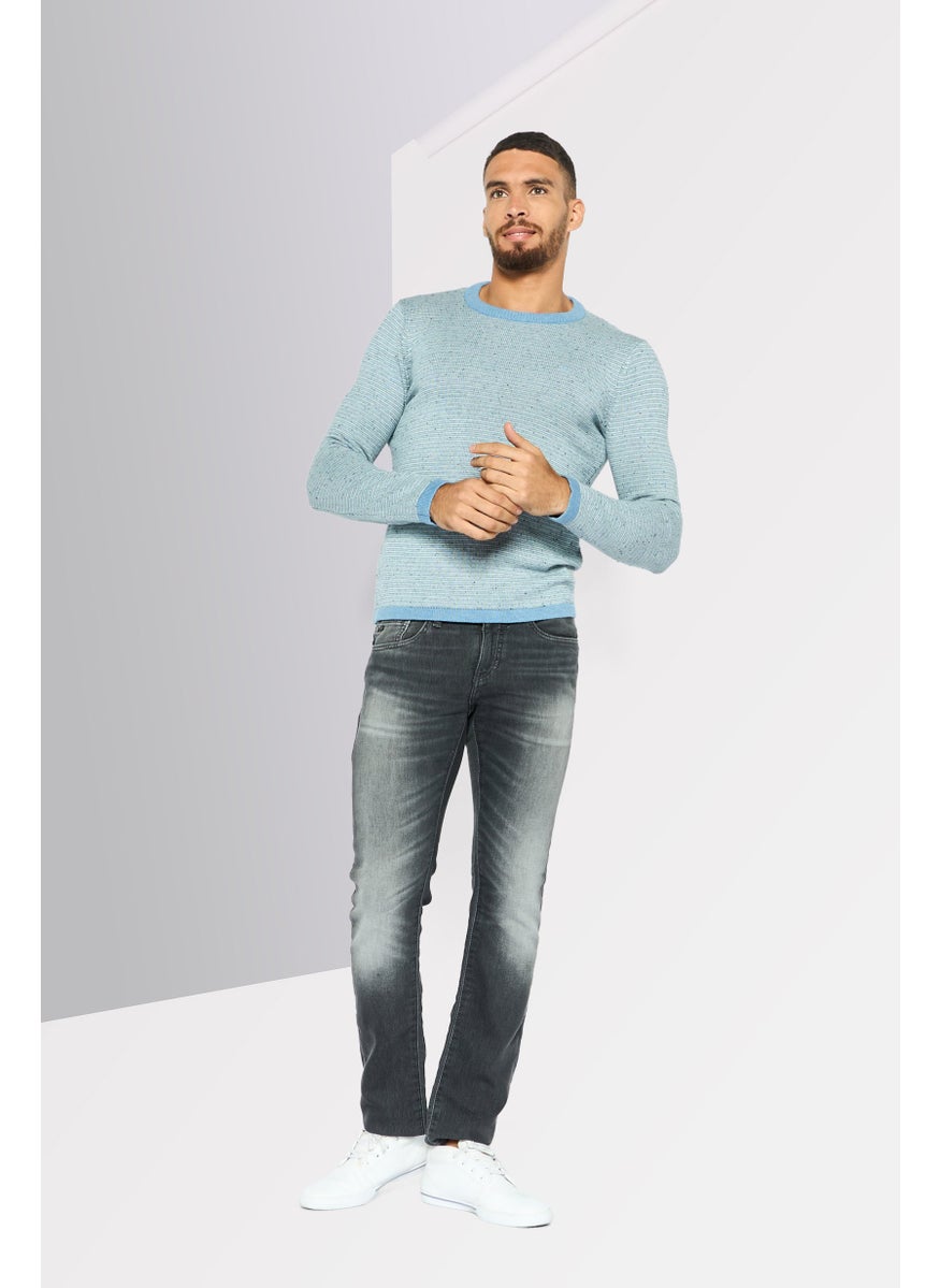 Michael Kors Men Crew Neck Long Sleeve Textured Sweatshirt, Light Dusty Blue  - Image 2