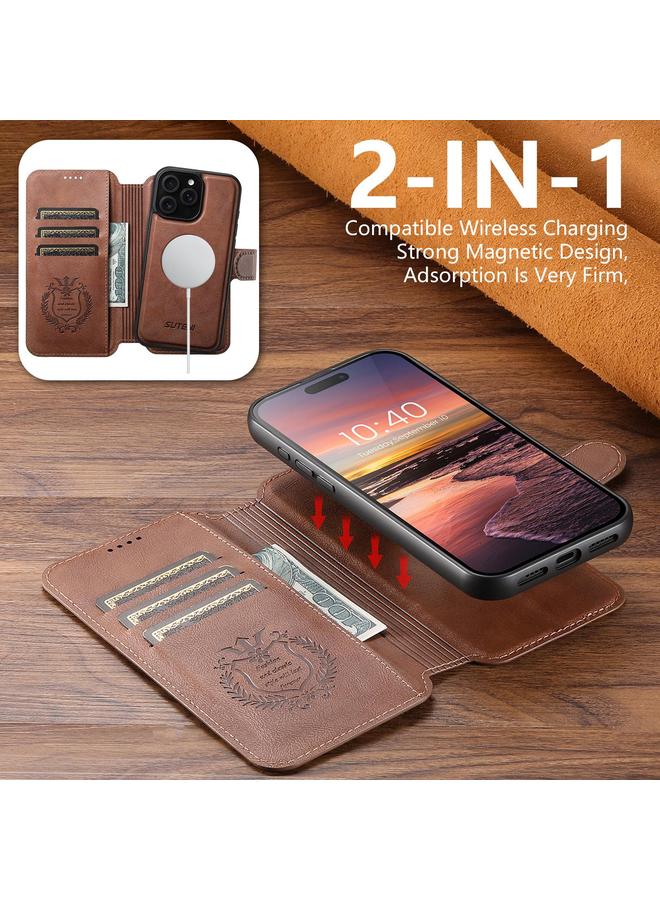 Suteni Case For iPhone 13 Q05 2-in-1 Multi-function Detachable Wallet MagSafe Phone Case - Image 3