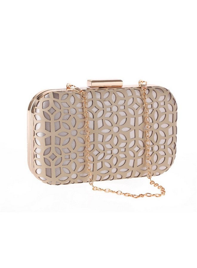 missfiona Womens Hollow Out Little Evening Clutch Purse Wedding Party Prom Handbag(Nude) - Image 1