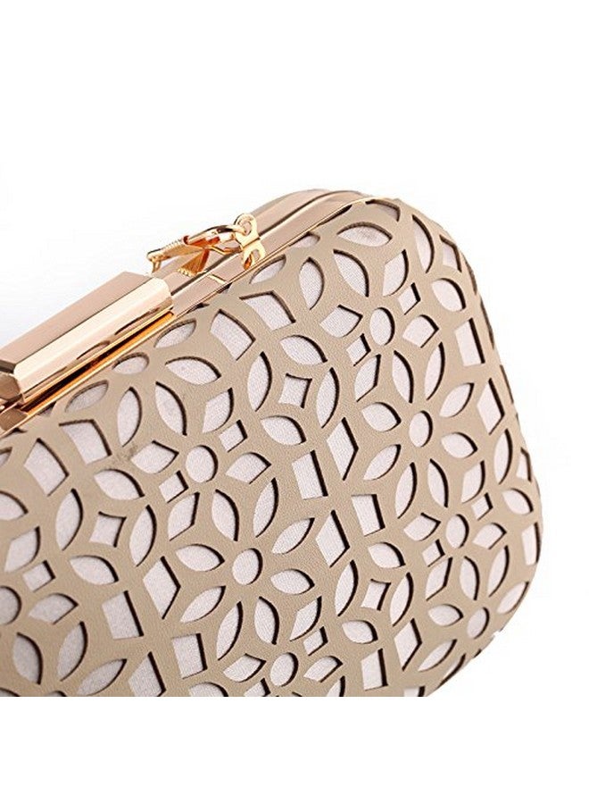 missfiona Womens Hollow Out Little Evening Clutch Purse Wedding Party Prom Handbag(Nude) - Image 3
