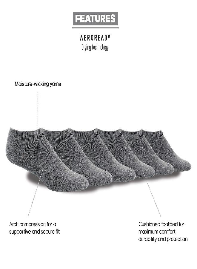 Adidas adidas Men's Athletic Cushioned No Show Socks with Arch Compression for a Secure fit (6-Pair), Heather Grey/Black, X-Large  - Image 2