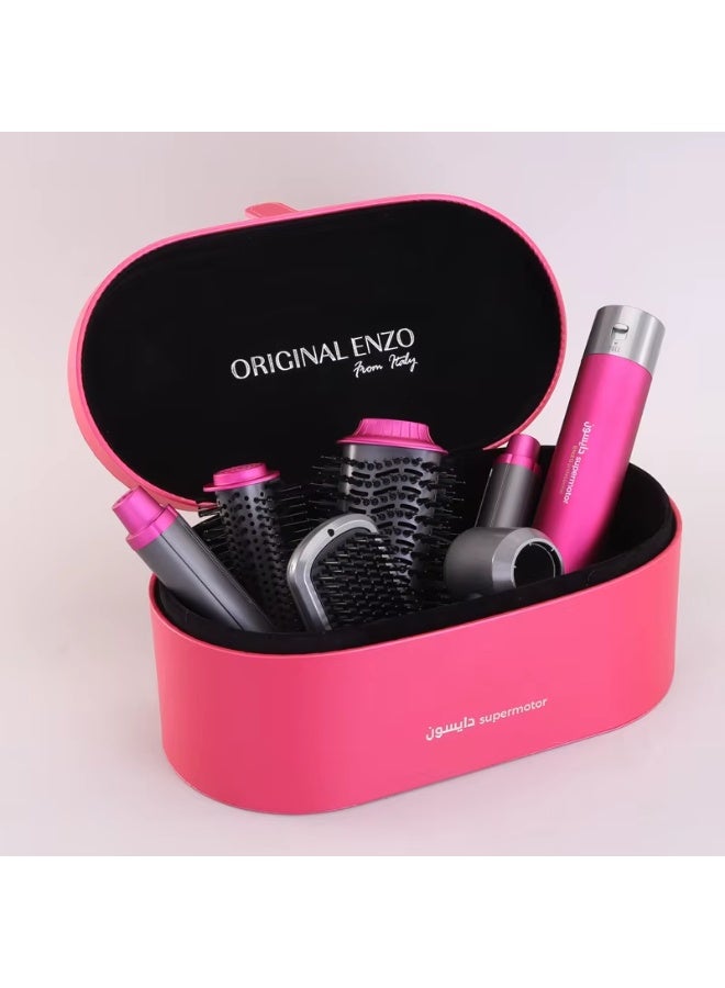 إنزو بروفيشنال EN-4133 أداة تصفيف الشعر الكهربائية 6 في 1 – جهاز فرد وتجعيد الشعر، فرشاة هواء ساخن ومجفف بخطوة واحدة مع تقنية الأيونات لتصفيف احترافي بجودة الصالونات في المنزل | هدية مجانية: أحمر شفاه Glor (Whispering Rose) ومحدد شفاه (Cremisi) - Image 5