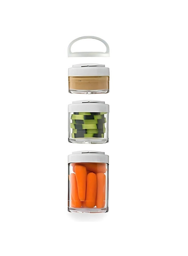 VIO Stackable Food Storage Containers with Lids 3 Pack Airtight Twist and Lock Snack Jars 100ML 200ML 300ML BPA Free Reusable Containers for Fruits Nuts Treats Veggies Pureed Mashed Food Travel Friendly Meal Prep Portion Control Box Overnight Oats Jars Healthy Snacking Diet Friendly Lunch On The Go Snack Containers - Image 1