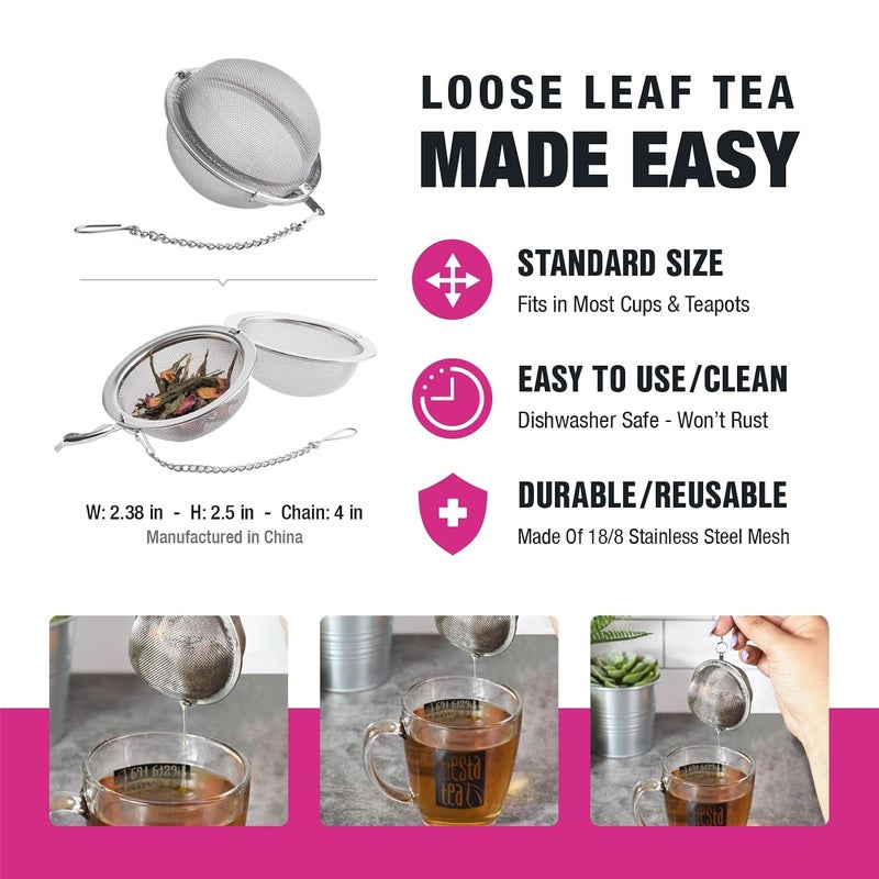 Tiesta Tea مجموعة هدايا شاي الأوراق السائبة الحب والدفء، 6 نكهات متنوعة فاخرة مع مصفاة كروية للتخمير، مجموعة عيد الحب لتحضير الشاي الساخن أو المثلج - Image 4