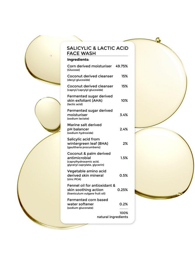 BRILLARE Salicylic & Lactic Acid Face Wash Useful For Clear, Acne Prone Skin, 100% Natural With Salicylic Acid, Lactic Acid And Zinc, Useful For Daily Use For All The Skin Types - Image 1