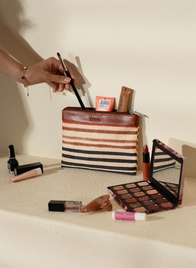 ZOUK زوك | حقيبة تنظيم السفر | حقيبة مكياج متعددة الاستخدامات للاستخدام اليومي والسفر | أنيقة ومقاومة للماء | بنقشة قطب المخططة - Image 2