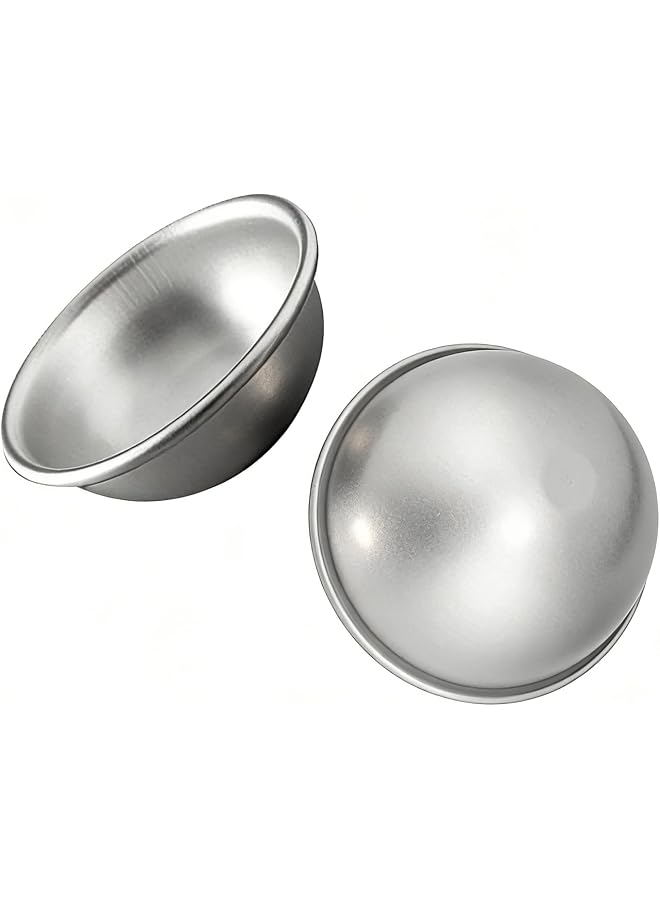 S-TOP 2 Pack 4-Inch Aluminum Cake Pan, 3D Dome Moulds for DIY Baking, Non-Stick Round Baking Tin for Birthday Party, Durable Alloy Bakeware for Football Theme Desserts - Image 1