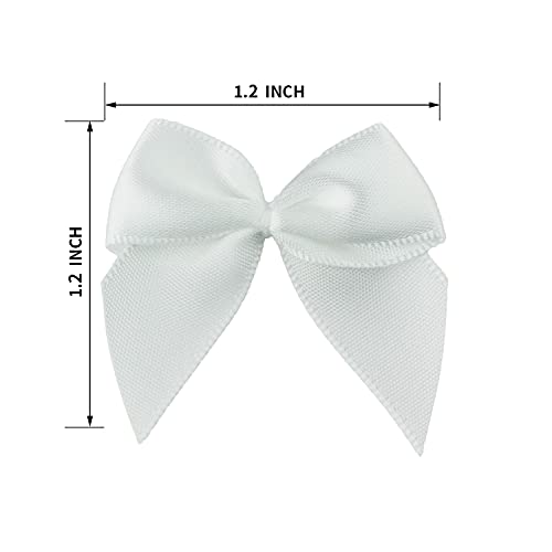 7Rainbows 50pcs Boutique Mini White Satin Ribbon Bows Flowers Appliques DIY Craft for Sewing Scrapbooking Wedding and Gift - Image 3