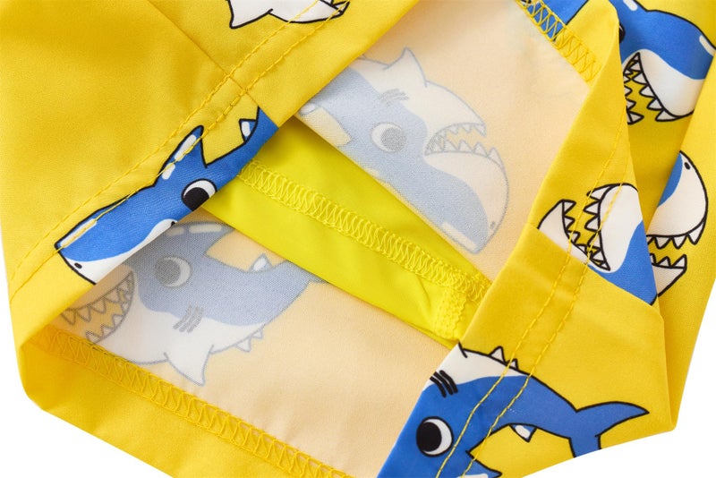 UMELOK Boys Swim Trunks Swimsuit Compression Liner Stretch Swim Shorts Boxer Brief 2 in 1 Quick Dry Swimming Trunks Beach Shorts Yellow Shark 8 - Image 5