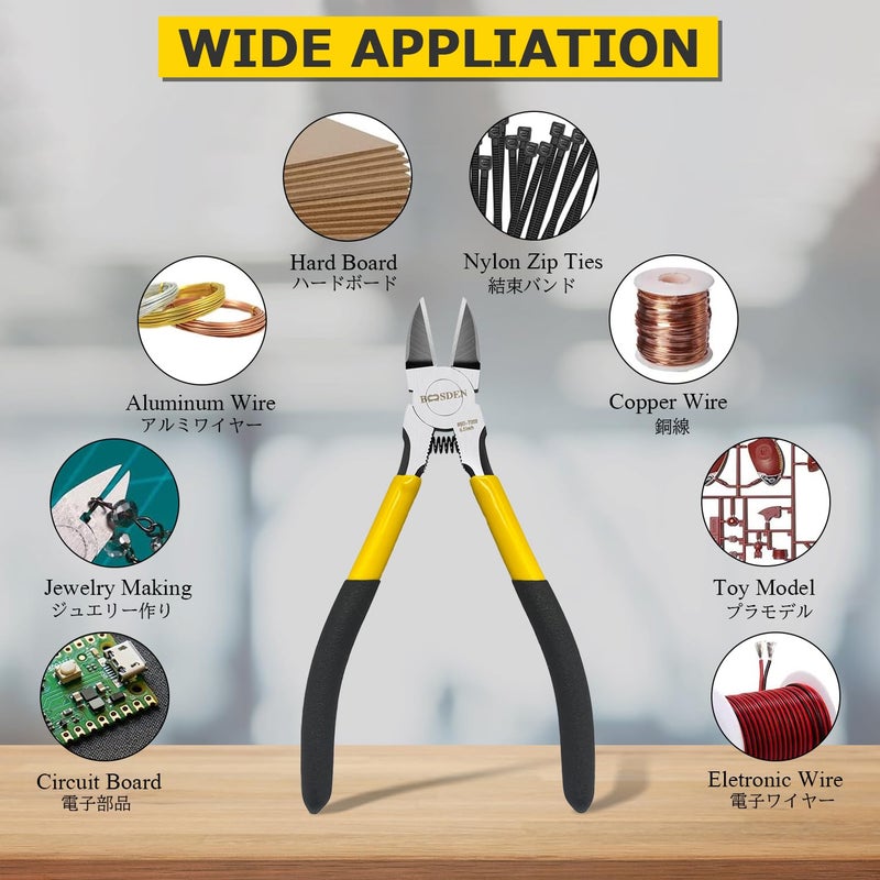 BOOSDEN Wire Cutter,6.5 inch Side Cutters,Spring Loaded Wire Cutters for Crafting,Flush Cutter,Ultra Sharp for Jewelry Making,Flush Cut Pliers,Dikes Wire Cutters,Floral Wire Cutter,Snips - Image 4