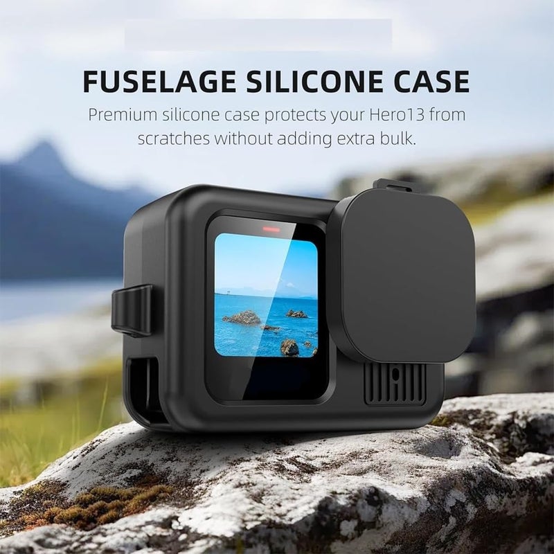 Action Pro Silicone Protective Cover with Lanyard and Lens Cap Compatibile with Hero 13 Action Camera - Image 2