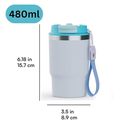 Wosta Classic Tumbler 3.0-16oz/480Ml, Travel Mug with 2-in-1 Straw Lid, Vacuum Insulated Stainless Steel Insulated Mug, Double Walled, Thermos Travel Mug for Hot and Cold Coffee. (Blue) - Image 2
