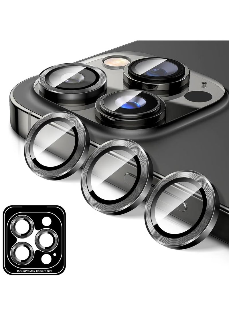 ELTRAZONE Camera Lens Protector for iPhone 16 Pro/iPhone 16 Pro Max – Tempered Glass Camera Cover with Automatic Alignment Metal Rings, HD Anti-Scratch Protection – Black - Image 1