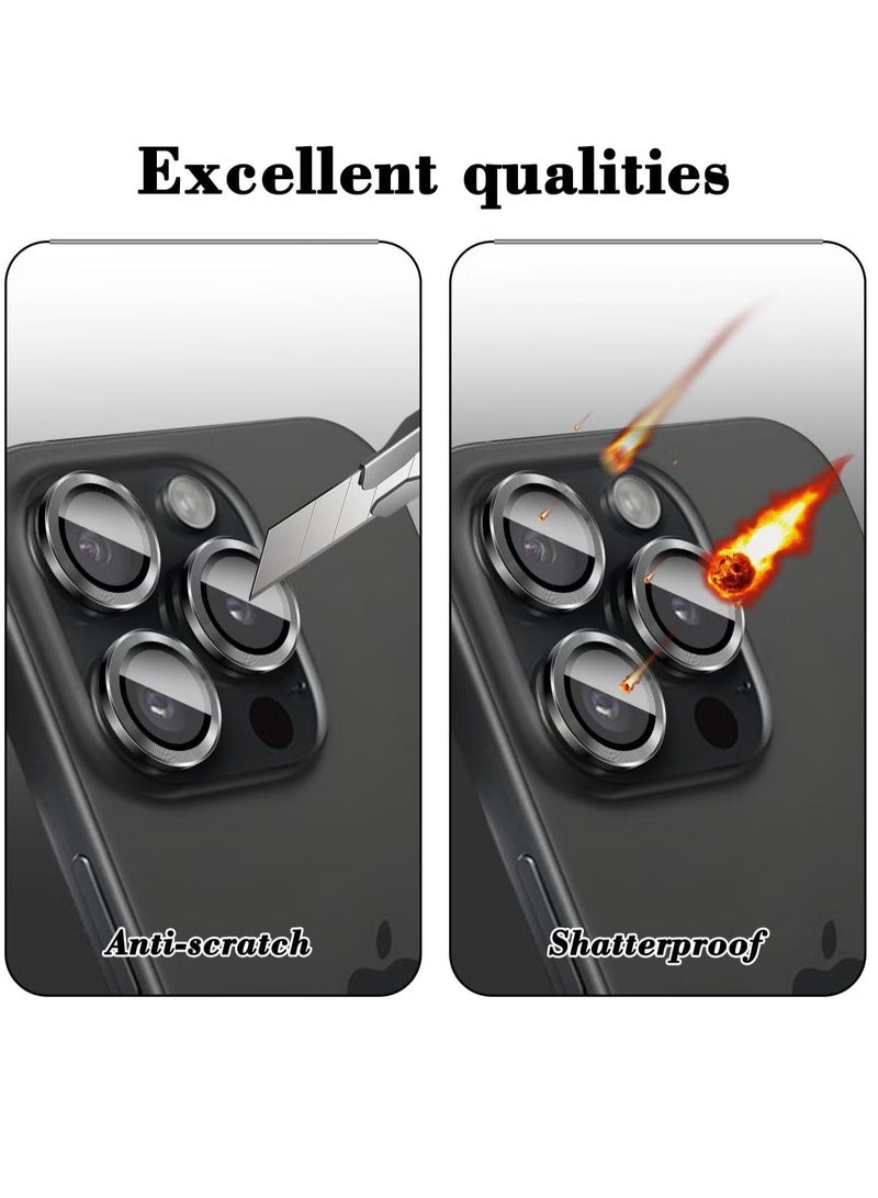 ELTRAZONE Camera Lens Protector for iPhone 16 Pro/iPhone 16 Pro Max – Tempered Glass Camera Cover with Automatic Alignment Metal Rings, HD Anti-Scratch Protection – Black - Image 4
