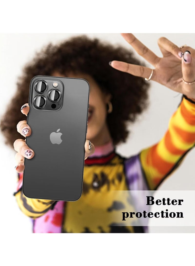 ELTRAZONE Camera Lens Protector for iPhone 16 Pro/iPhone 16 Pro Max – Tempered Glass Camera Cover with Automatic Alignment Metal Rings, HD Anti-Scratch Protection – Black - Image 5