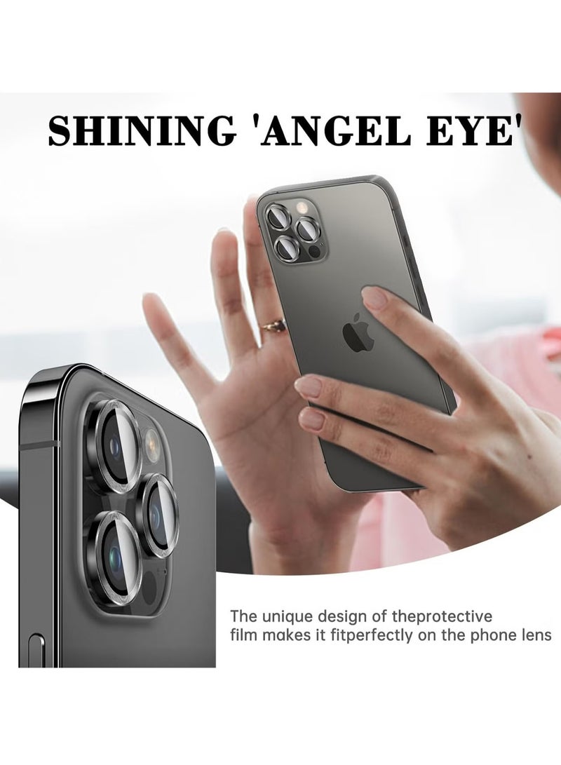 ELTRAZONE Camera Lens Protector for iPhone 16 Pro/iPhone 16 Pro Max – Tempered Glass Camera Cover with Automatic Alignment Metal Rings, HD Anti-Scratch Protection – Black - Image 3