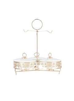 La Mesa Tripe Oval Food Warmer White/Gold Porcealin Round  - Image 2