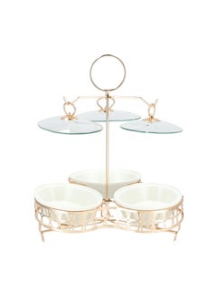 La Mesa Tripe Oval Food Warmer White/Gold Porcealin Round  - Image 3