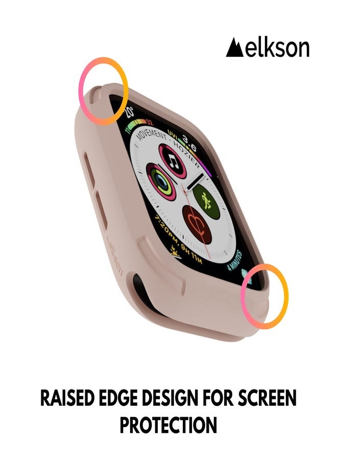 elkson Compatible with Apple Watch Band 45mm 44mm Bumper Case, Quattro Rugged Men Bands for Apple Watch SE and iWatch Series 7 6 5 4 Cover, Sport Military Protective Cases Drop-Proof, Pink - Image 3