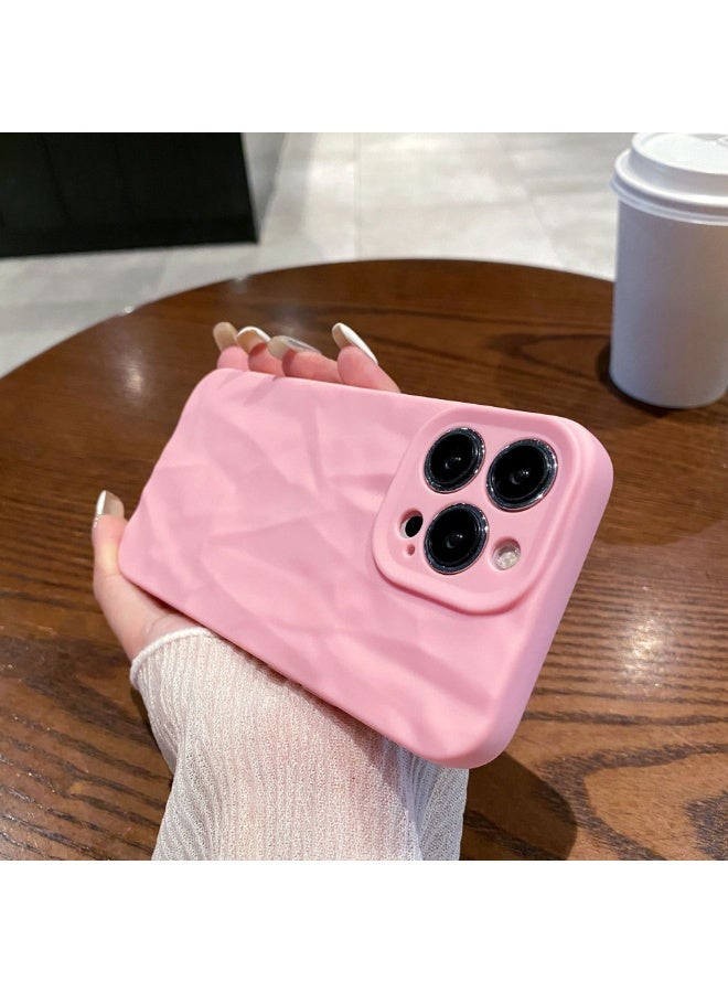 NIBEMINENT Minimalist Solid Matte Pleated Protective TPU Case Cover For iPhone 16 Plus, Pink