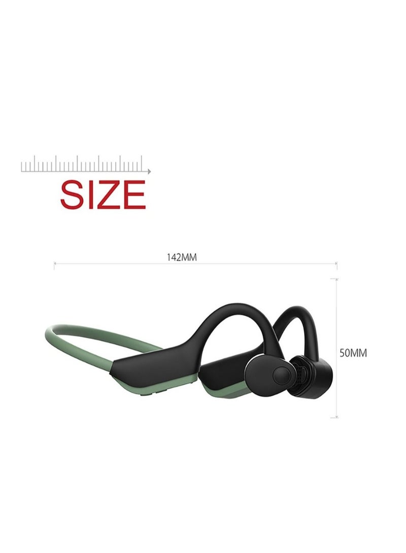 Bone Conduction Headphones Wireless BT 5.0 Earphone Outdoor Sports Headset IP56 Waterproof Hands-free with Microphone QCC3003 Green