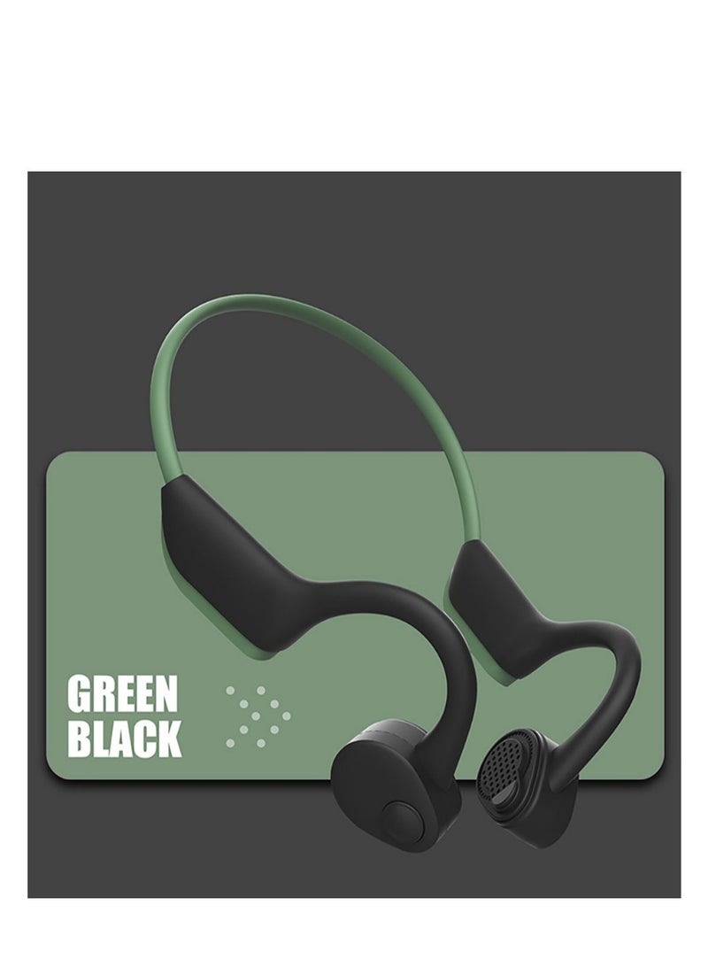 Bone Conduction Headphones Wireless BT 5.0 Earphone Outdoor Sports Headset IP56 Waterproof Hands-free with Microphone QCC3003 Green