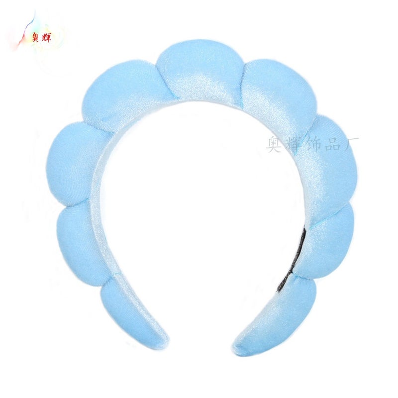 Generic Velvet Spa Headband Sponge Fashion Hairband 1# Blue-Golden Velvet Spa Hair Band 