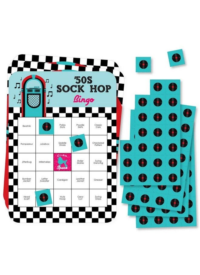 Big Dot of Happiness 50’S Sock Hop Bar Bingo Cards And Markers 1950S Rock N Roll Party Bingo Game Set Of 18  - Image 1
