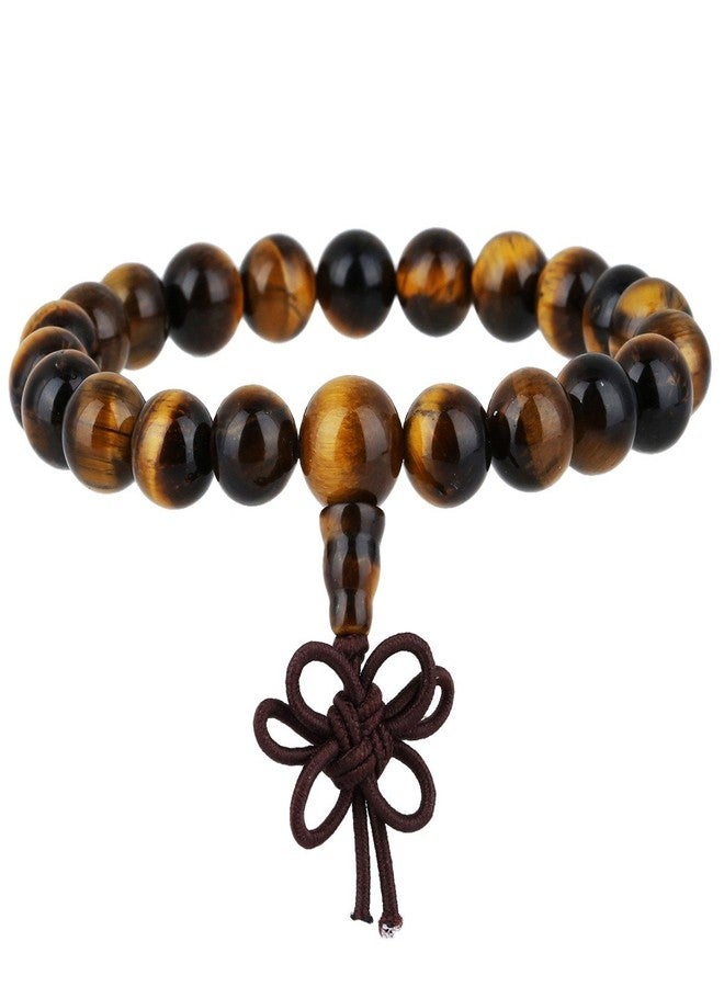 SUNYIK 21 Tiger's Eye Stone Mala Bracelet for Unisex, 7" Meditation Tibetan Buddhist Handmade Prayer Beads - Image 1