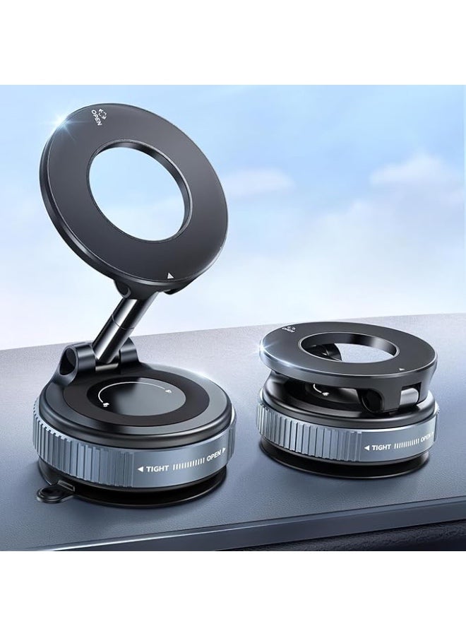 New upgraded 360 ° adjustable vacuum magnetic suction cup car phone holder, compatible with MagSafe phone holder, suitable for iPhone and Android devices, cars/gyms/mirrors/smooth surfaces - Image 1