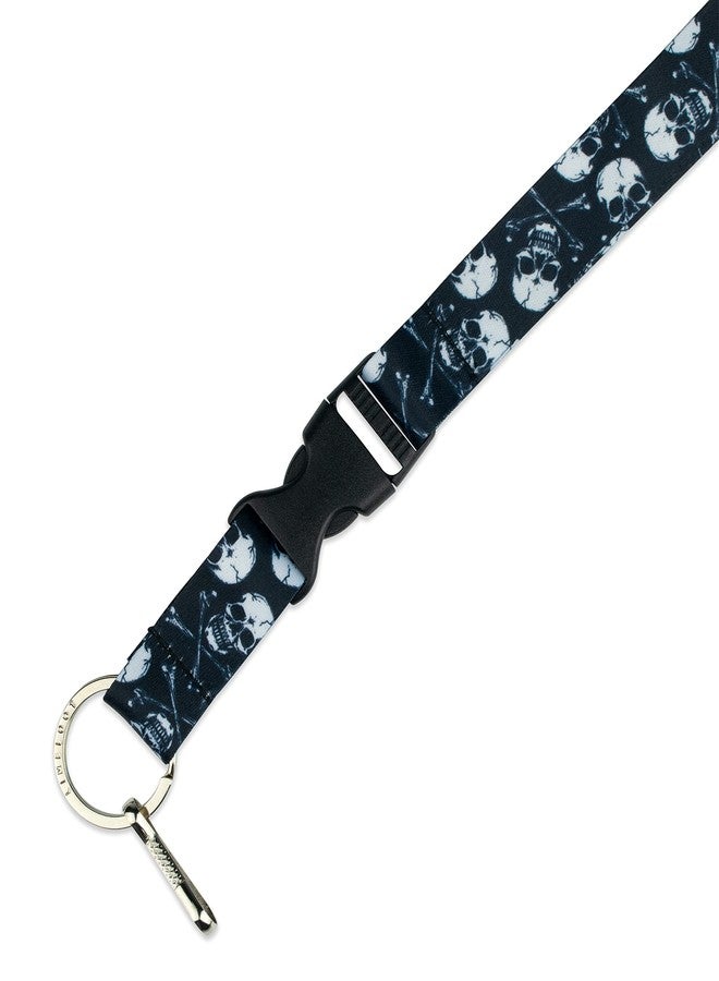 Limeloot Crossbone Skulls Lanyard for Keys, ID Badges, Accessories | Halloween Lanyard for Men and Women with Release Buckle, and Flat Ring. - Image 2
