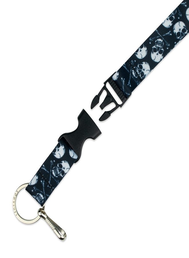 Limeloot Crossbone Skulls Lanyard for Keys, ID Badges, Accessories | Halloween Lanyard for Men and Women with Release Buckle, and Flat Ring. - Image 3