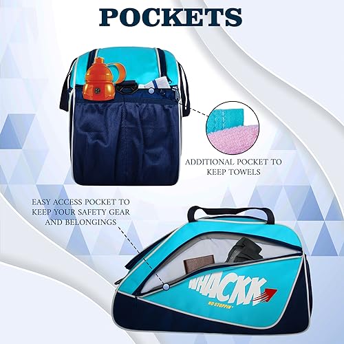 WHACKK Flip Senior Blue 33L|Skating/Gym/Sports/Travel Bag|Inline Roller Equipment Bag|Quad Ice Skates Kit|KitbagEasy Access Pocket|2 Bottle Holders|Compartment Fits in Helmet & Skates 11" - Image 2