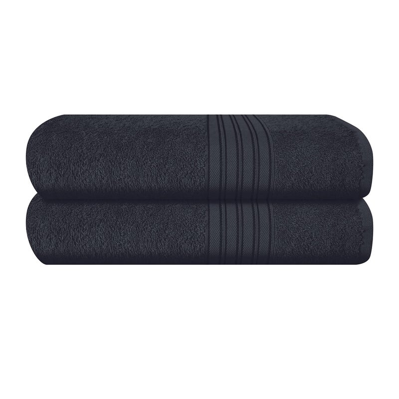 BOUTIQUO Cotton 2 Pack Bath Towel Set 28x55  Eco-Friendly Large Bath Towels  Compact Quickdry Lightweight Soft & Highly Absorbent Bath Towel  Ideal for Everyday Gym Travel Camp Pool - Charcoal Grey - Image 1
