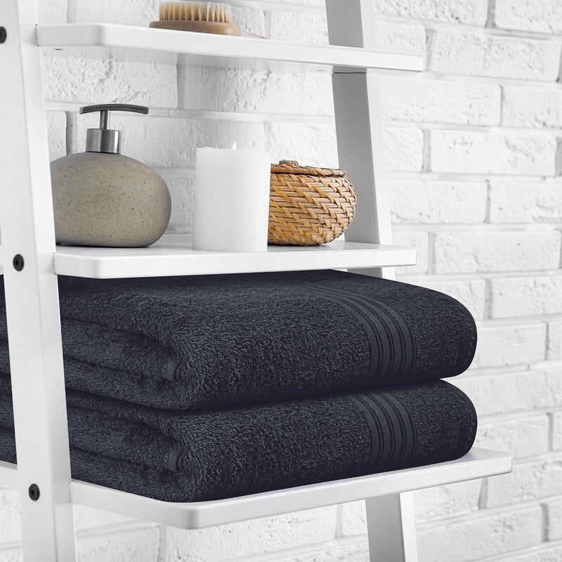 BOUTIQUO Cotton 2 Pack Bath Towel Set 28x55  Eco-Friendly Large Bath Towels  Compact Quickdry Lightweight Soft & Highly Absorbent Bath Towel  Ideal for Everyday Gym Travel Camp Pool - Charcoal Grey - Image 3
