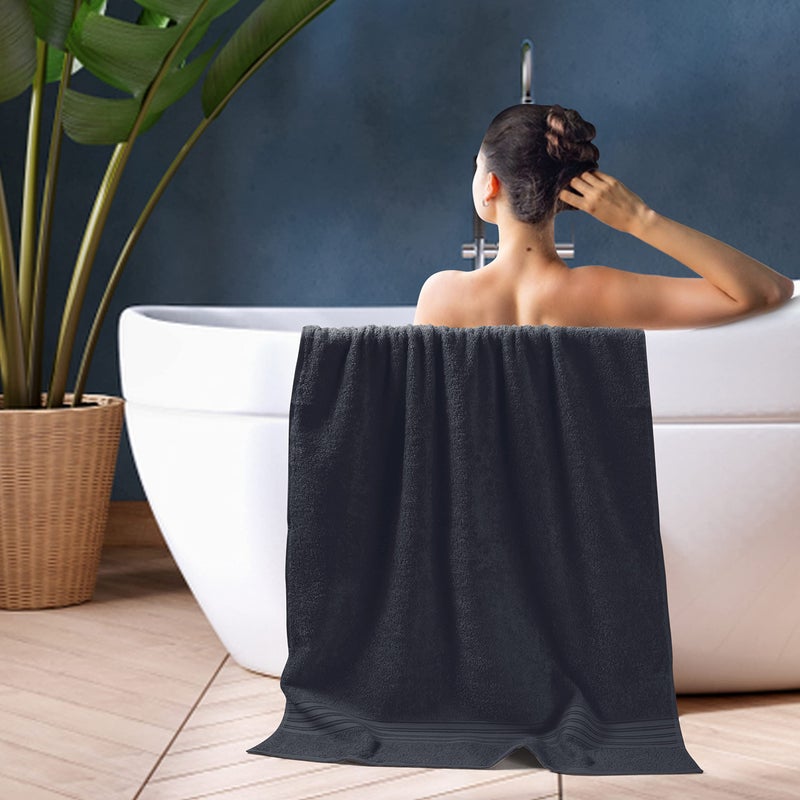BOUTIQUO Cotton 2 Pack Bath Towel Set 28x55  Eco-Friendly Large Bath Towels  Compact Quickdry Lightweight Soft & Highly Absorbent Bath Towel  Ideal for Everyday Gym Travel Camp Pool - Charcoal Grey - Image 5
