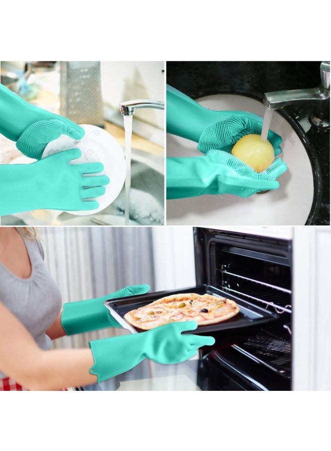 2-Piece Silicone Scrubbing Gloves Set, Magic Gloves, Kitchen Cleaning Gloves For Oven And Microwave, Heat Resistant And Anti-Slip, Dishwashing Brush, Green, 36*16cm - Image 5