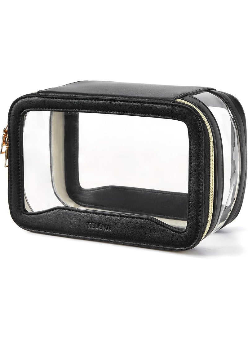 Telena Telena Clear Makeup Bag Travel Toiletry Cosmetic Bag Portable Make Up Organizer for Women Black 