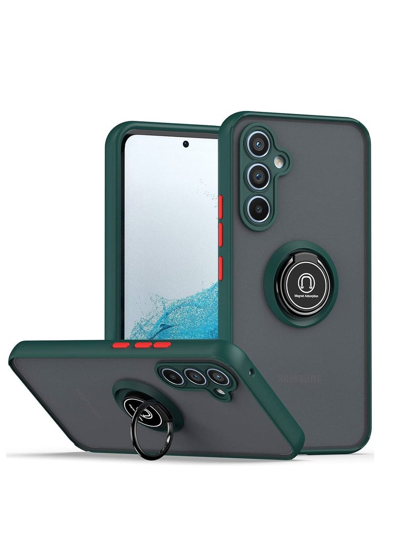 بورتوني جراب Galaxy A14 5G مزود بحلقة معدنية دوارة بمسند للصدمات ومصد للصدمات وظهر صلب ومضاد لبصمات الأصابع وغطاء واقٍ مثبت على السيارة لهاتف Samsung Galaxy A14 5G - Image 1