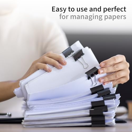 NUOVI 15mm Binder Clips-Black | Made of Tempered Steel, Durable & Rust-Resistant | Perfect for Holding Loose Papers | Ideal for School, Office & Home (Pack of 60) - Image 5