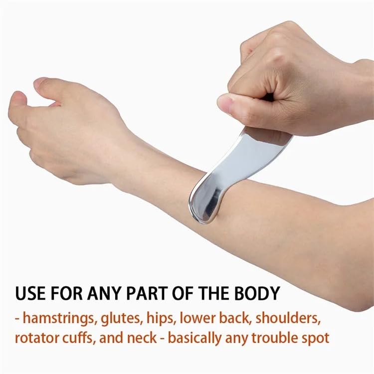 Inuvik Stainless Steel 304 grade Gua Sha Massage Tool - Tendon Massage Scraping Tool - Muscle Pain Relief, Myofascial Stress Release and Breaking up Scar Tissue (S - Shaped) - Image 5
