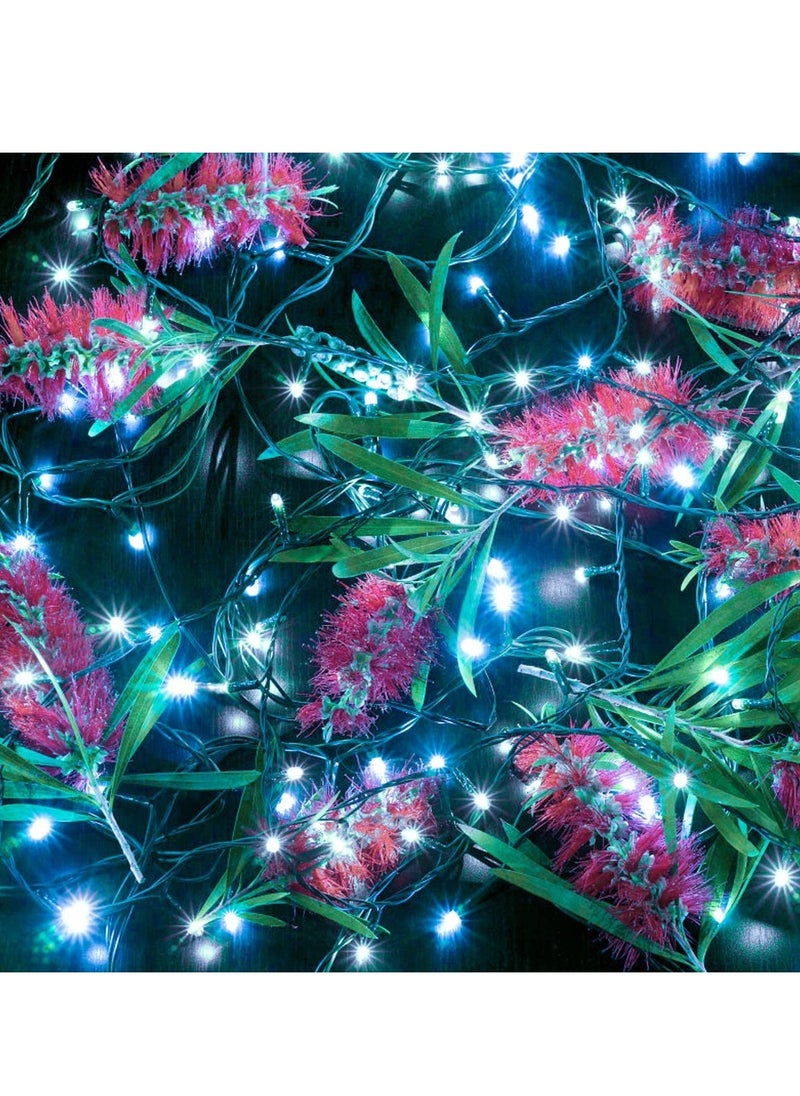 PAMEER - Cool White LED String Lights Black Wire Plug-in 15mtr 200 LEDs String Home Decorative LED Strip for Christmas EID Ramadan Diwali and Wedding Parties Decoration Box Button Control 8 Modes - Image 1