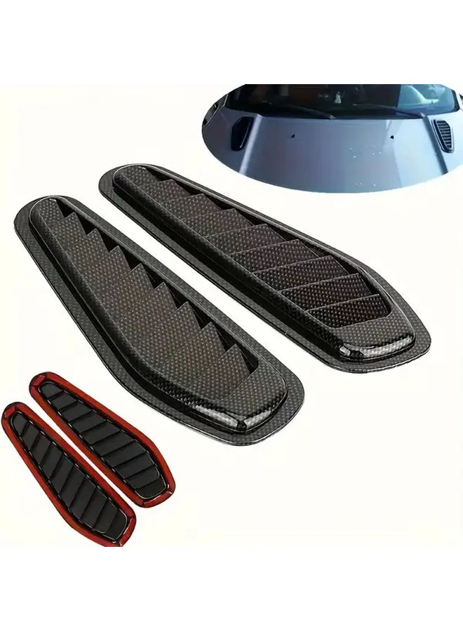 2pcs Carbon Fiber Car Air Vent Decoration Black Universal Side Air Outlet Cover Car Hood Bonnet Trim Sticker Vehicle Customization Automotive Accessory High Quality Upgrade Modern Sleek Styling Fits Most Cars - Image 2