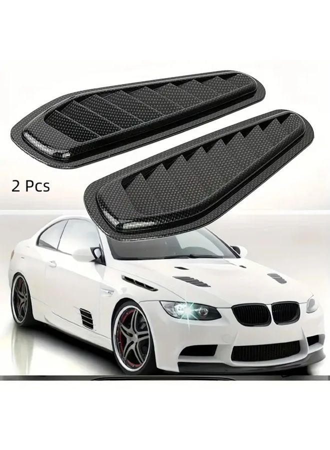 2pcs Carbon Fiber Car Air Vent Decoration Black Universal Side Air Outlet Cover Car Hood Bonnet Trim Sticker Vehicle Customization Automotive Accessory High Quality Upgrade Modern Sleek Styling Fits Most Cars - Image 1