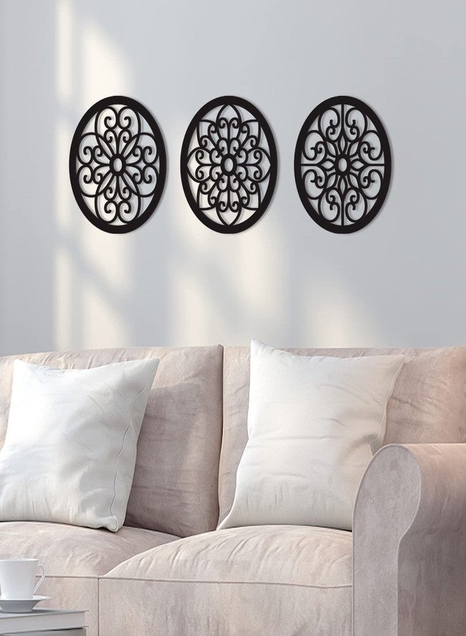 Bnesi 3 Pieces Thickened Rustic Wood Wall Decor,Farmhouse Circle Wall Decor Modern Kitchen Art Circular Living Room Dining Room Hallway Decoration for Walls(Modern style) - Image 2